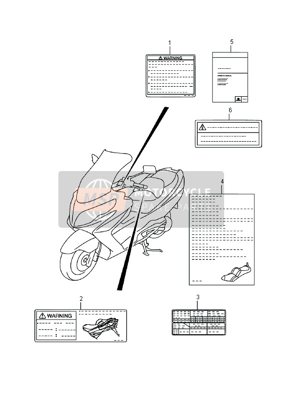 Suzuki AN400(Z)(ZA) BURGMAN 2016 Label (AN400) for a 2016 Suzuki AN400(Z)(ZA) BURGMAN